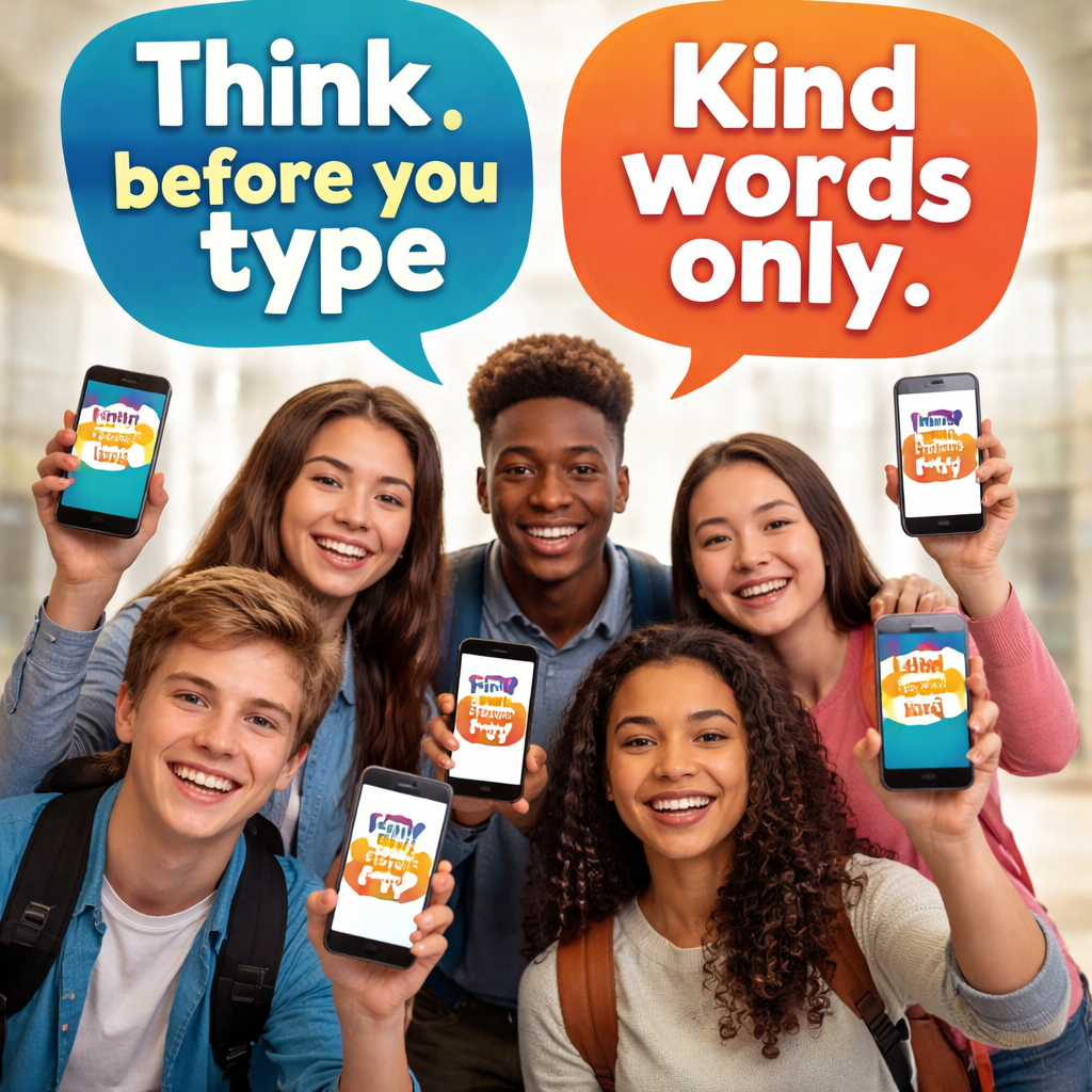 school poster promoting positive digital behavior.