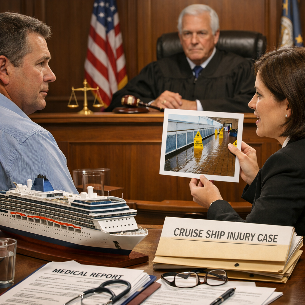courtroom setting for cruise ship lawsuit