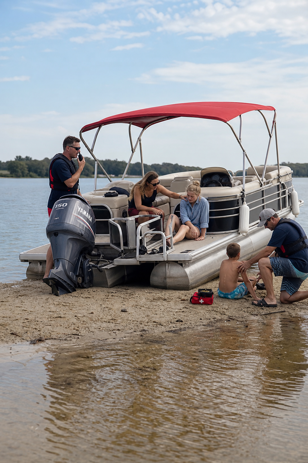 pontoon boat grounding rescue actions