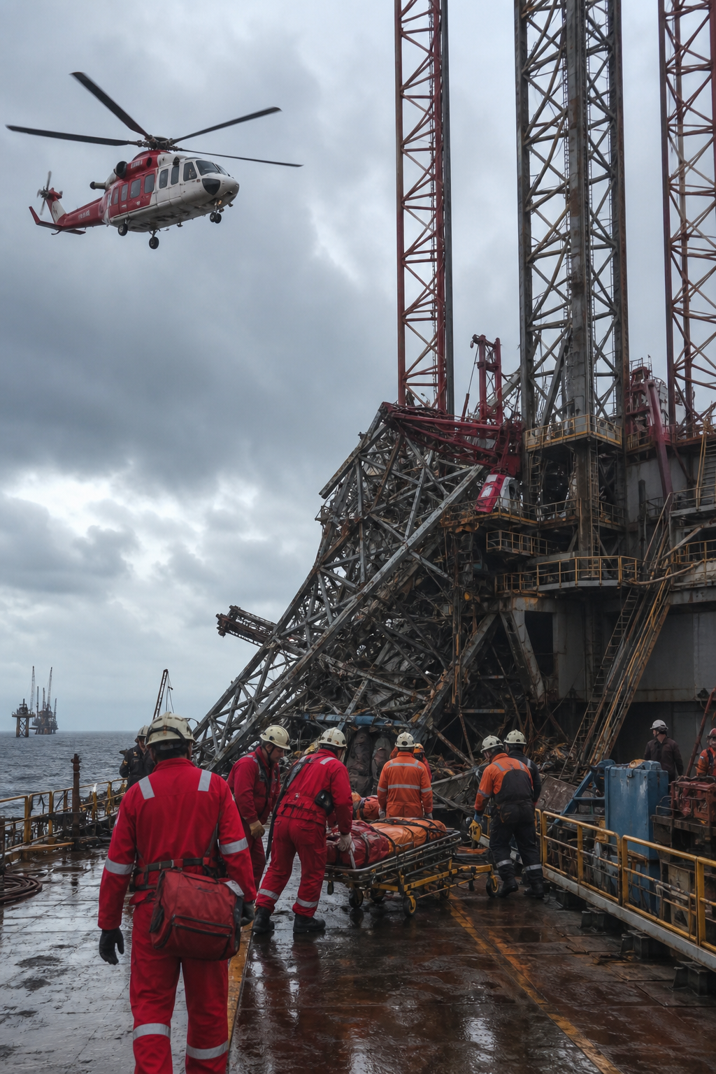 offshore rig accident rescue scene