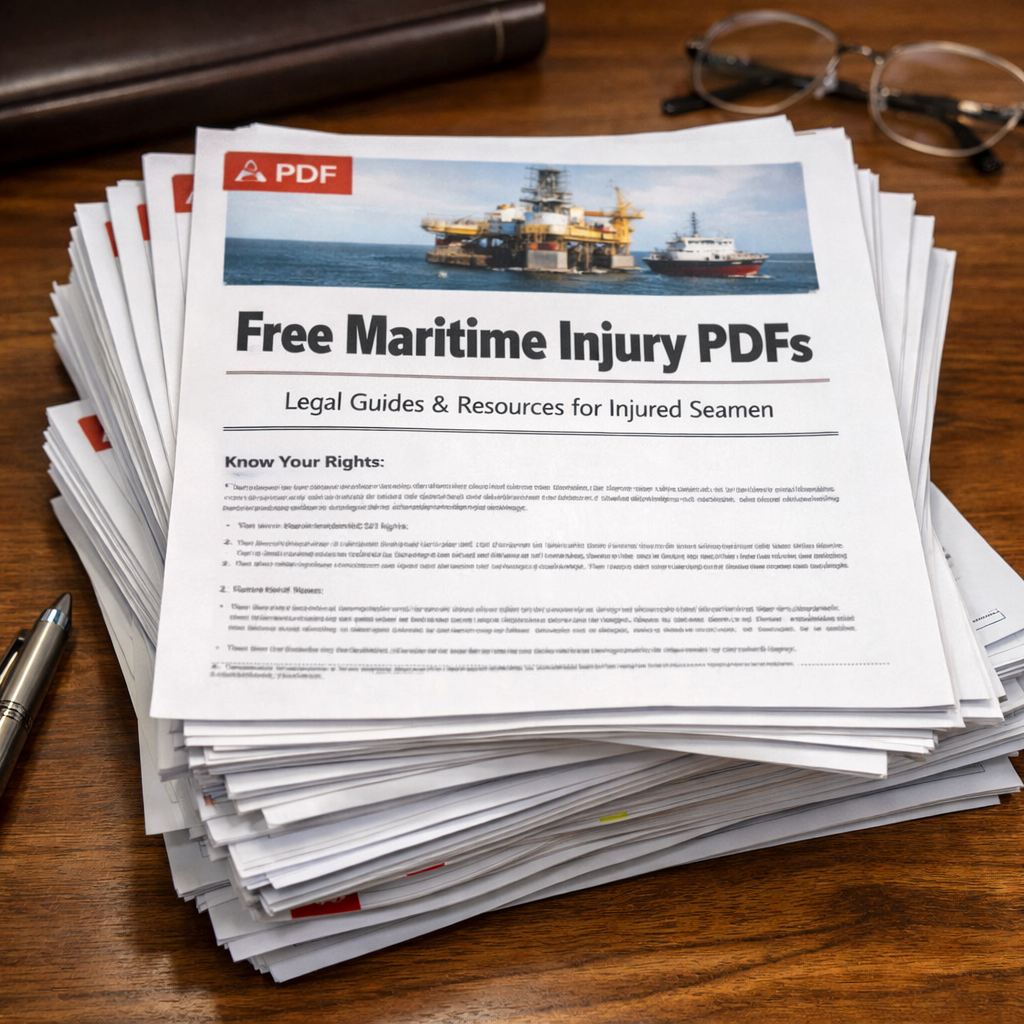 A photorealistic close‑up of a stack of legal PDFs on a wooden desk, alt: 