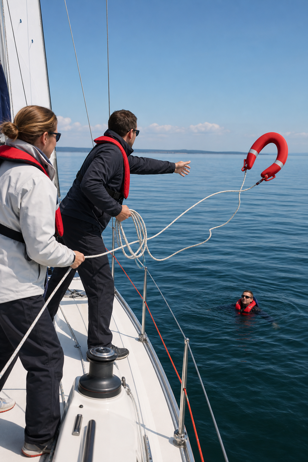 sailboat safety drill for man overboard