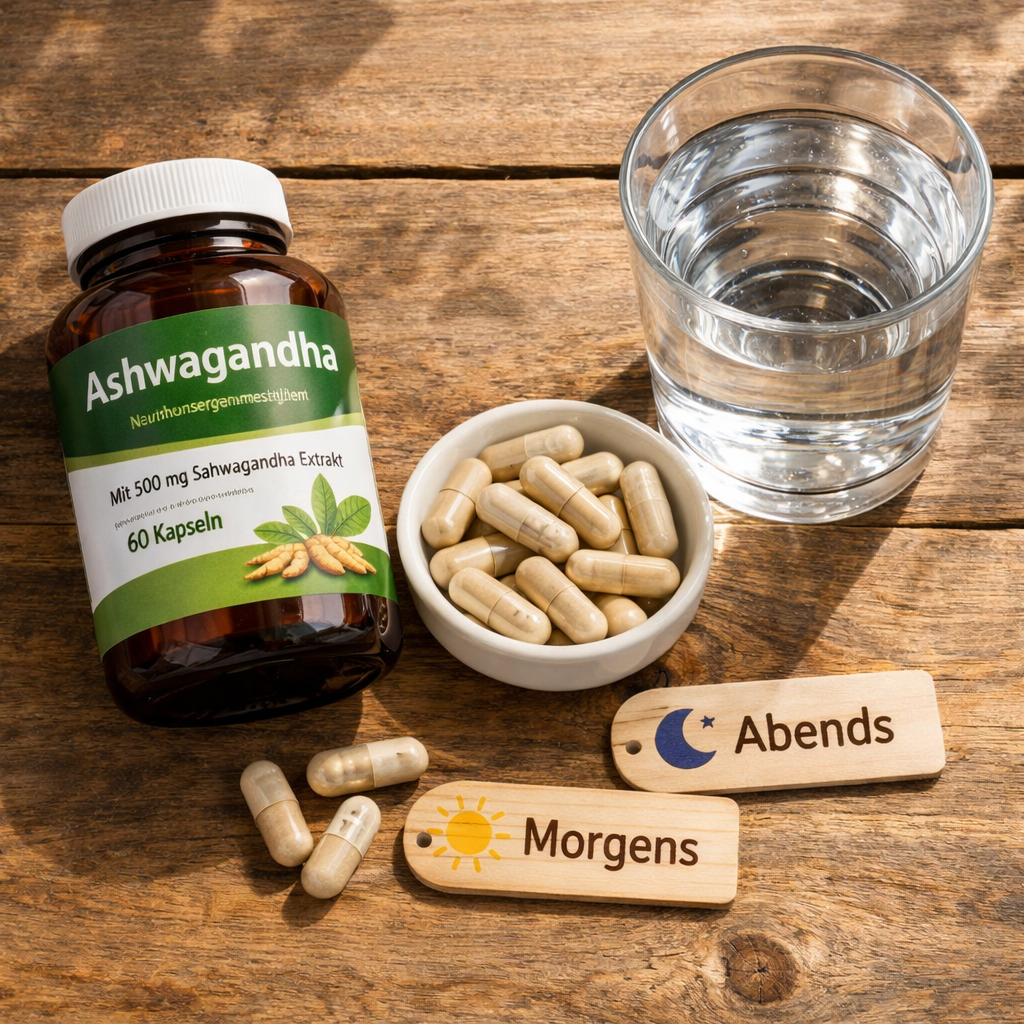 Ashwagandha Dosierung Kapseln Einnahmezeitpunkt morgens abends