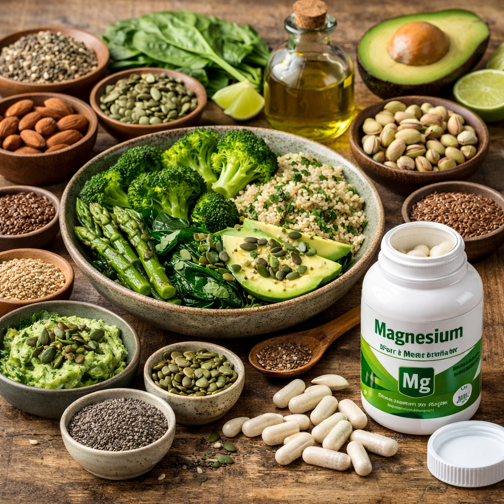 Lebensmittel und Magnesium für bessere Aufnahme