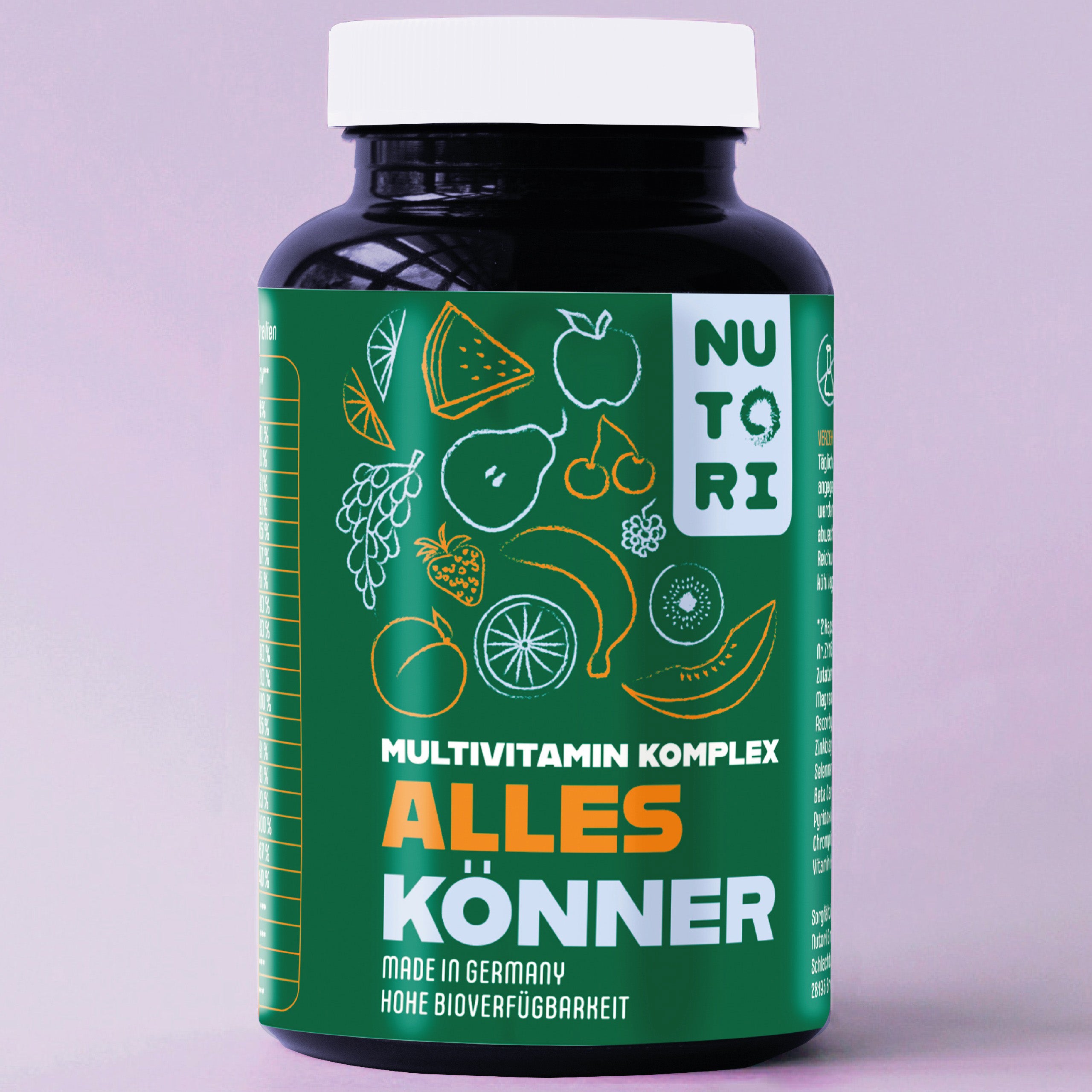 A realistic close‑up of natural supplement ingredients like leafy greens, berries, and mineral crystals spread on a wood