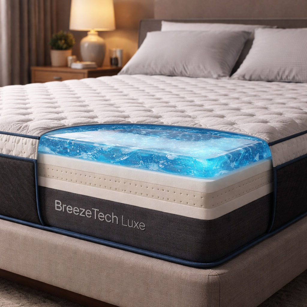 BreezeTech Luxe cooling gel mattress close‑up