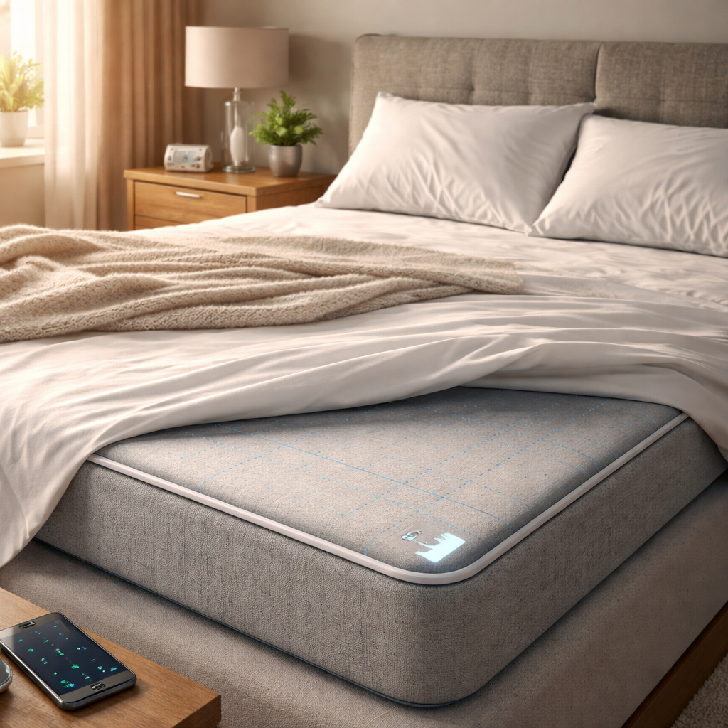 smart mattress sensor mat close‑up