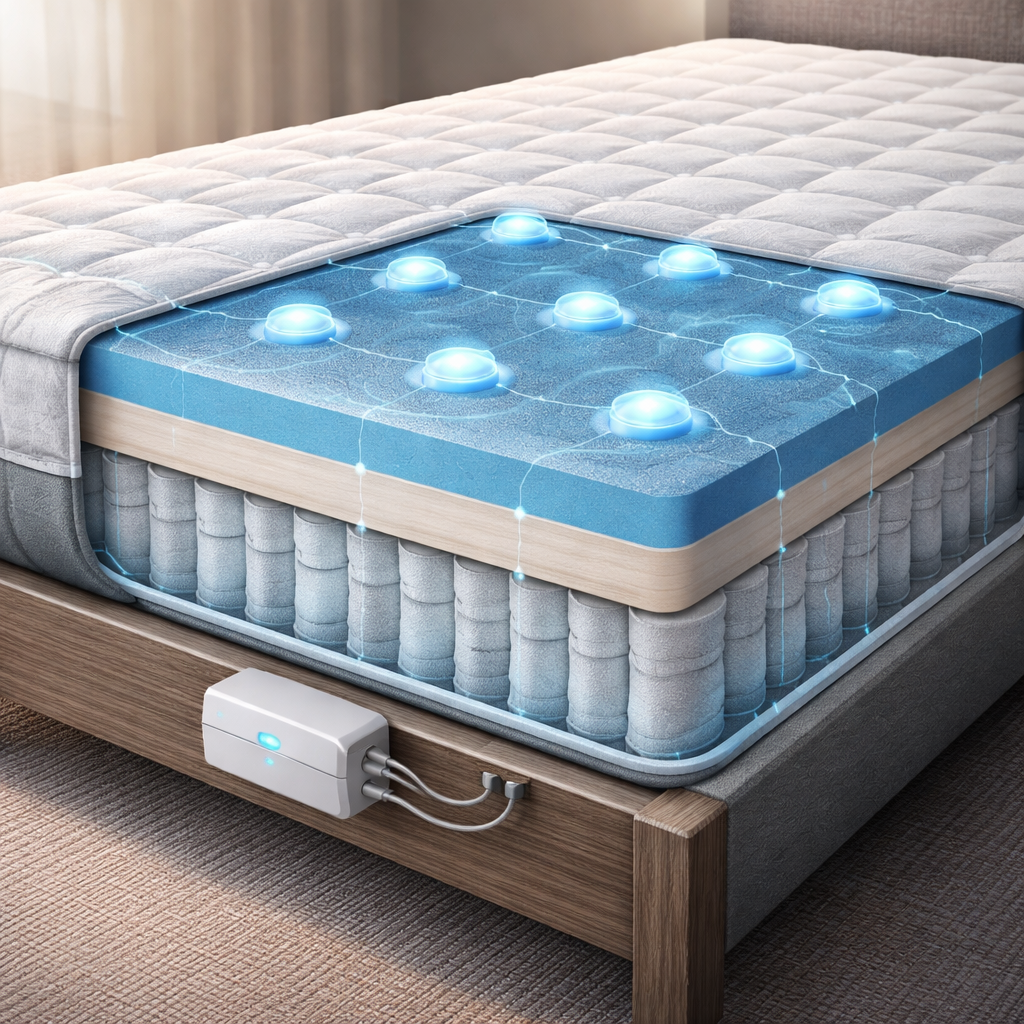 pressure‑sensing smart mattress diagram