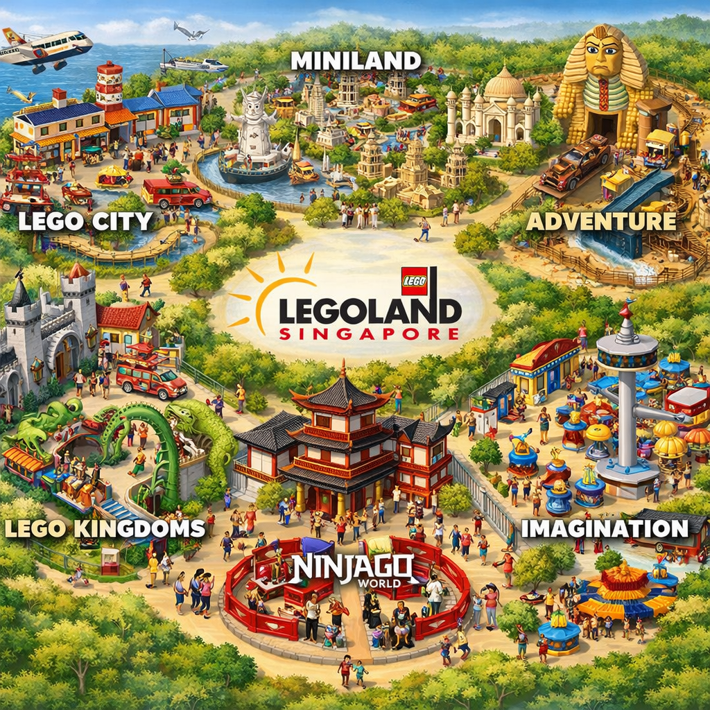 Legoland Singapore park zones map overview