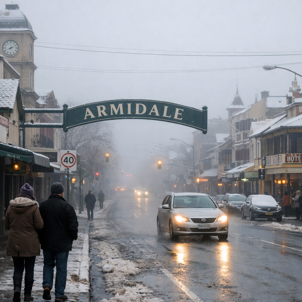Armidale winter street view