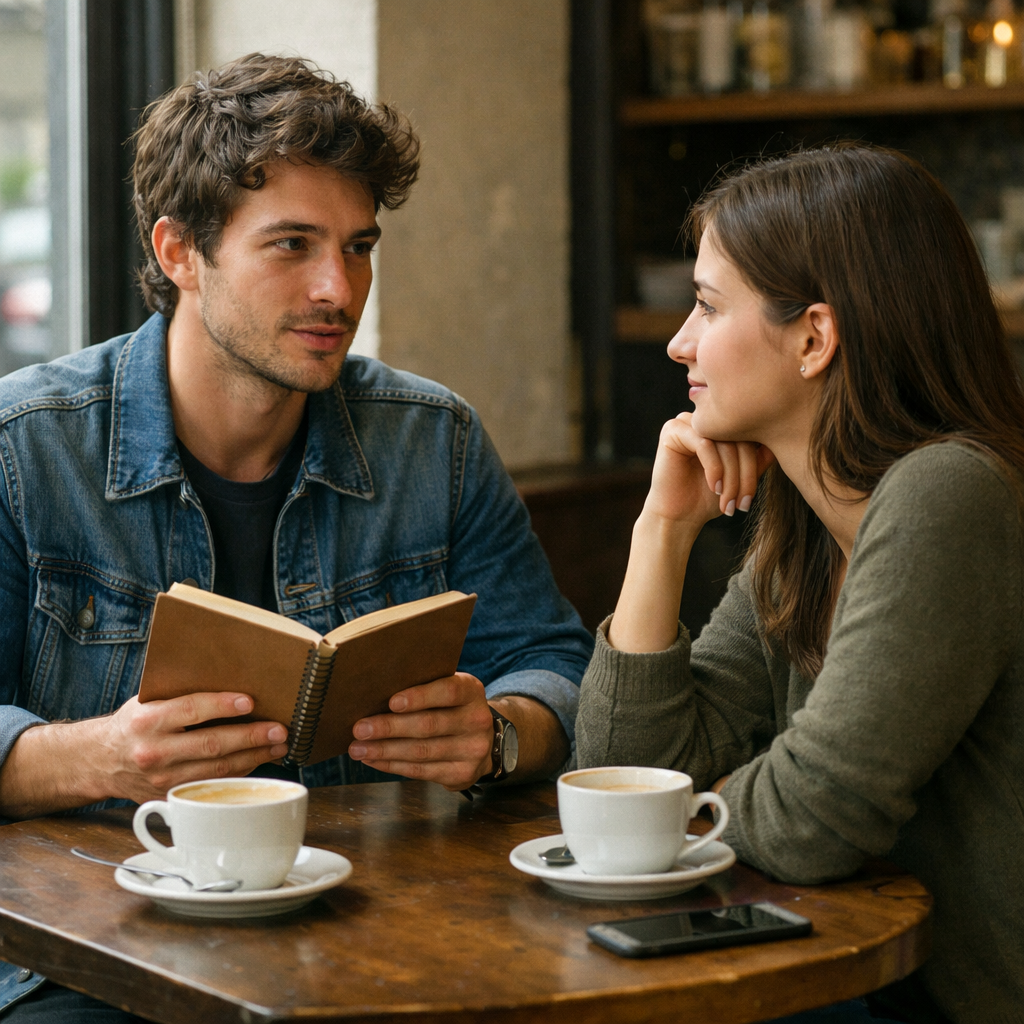 private coffee shop conversation for mature argument.