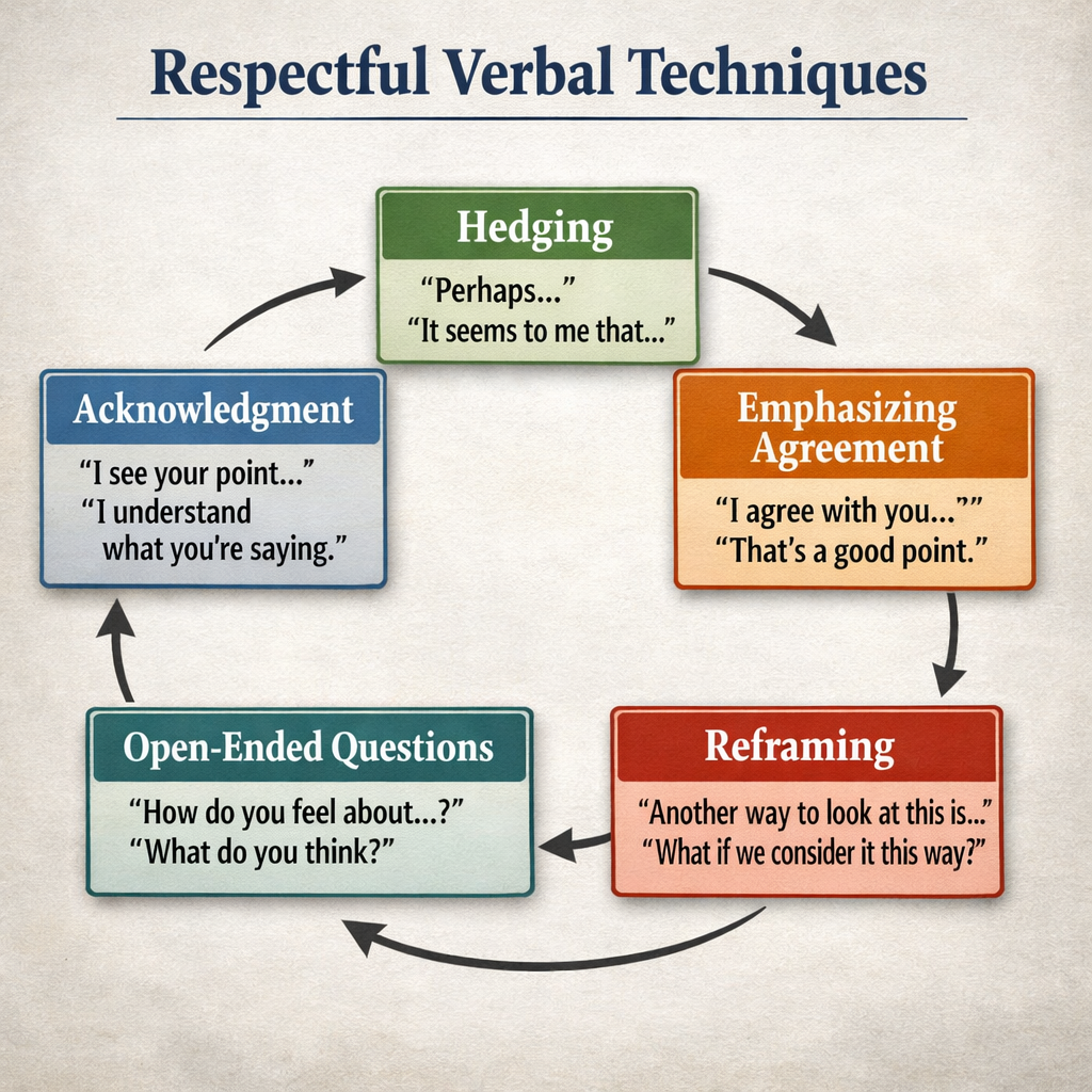 flowchart of respectful speaking steps for mature argument.