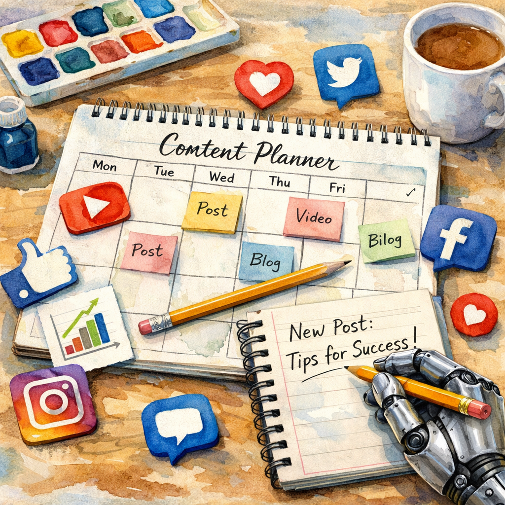 Buffer social media content generator planning workflow with AI.