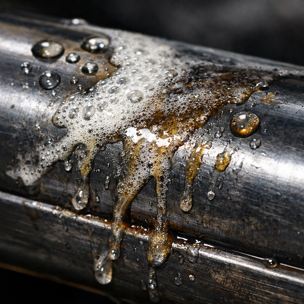 gun cleaning solvent on metal barrel