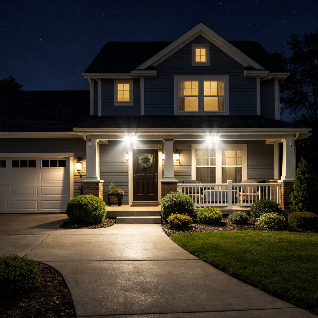 motion sensor lights home security illustration