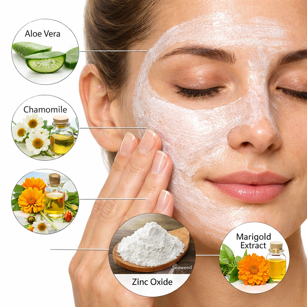 application of reef‑safe mineral sunscreen on a face