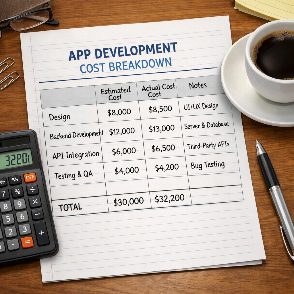 mobile app development cost breakdown