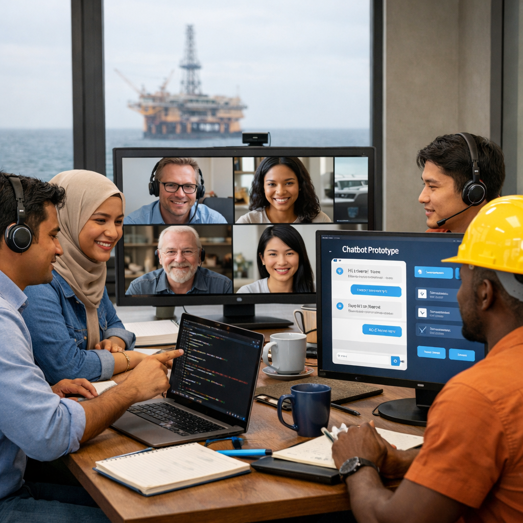 offshore chatbot development team working together
