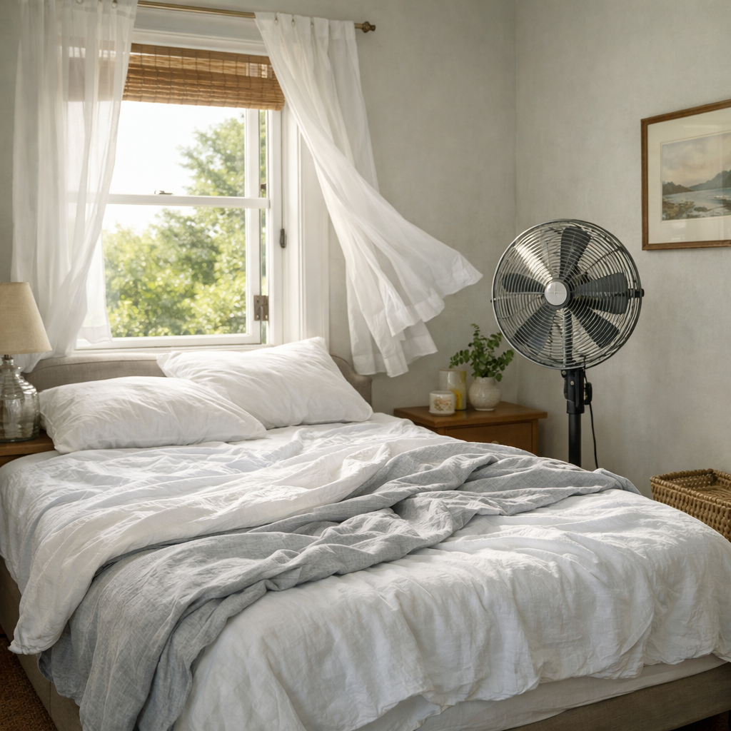 cool bedroom setup for reducing night sweats