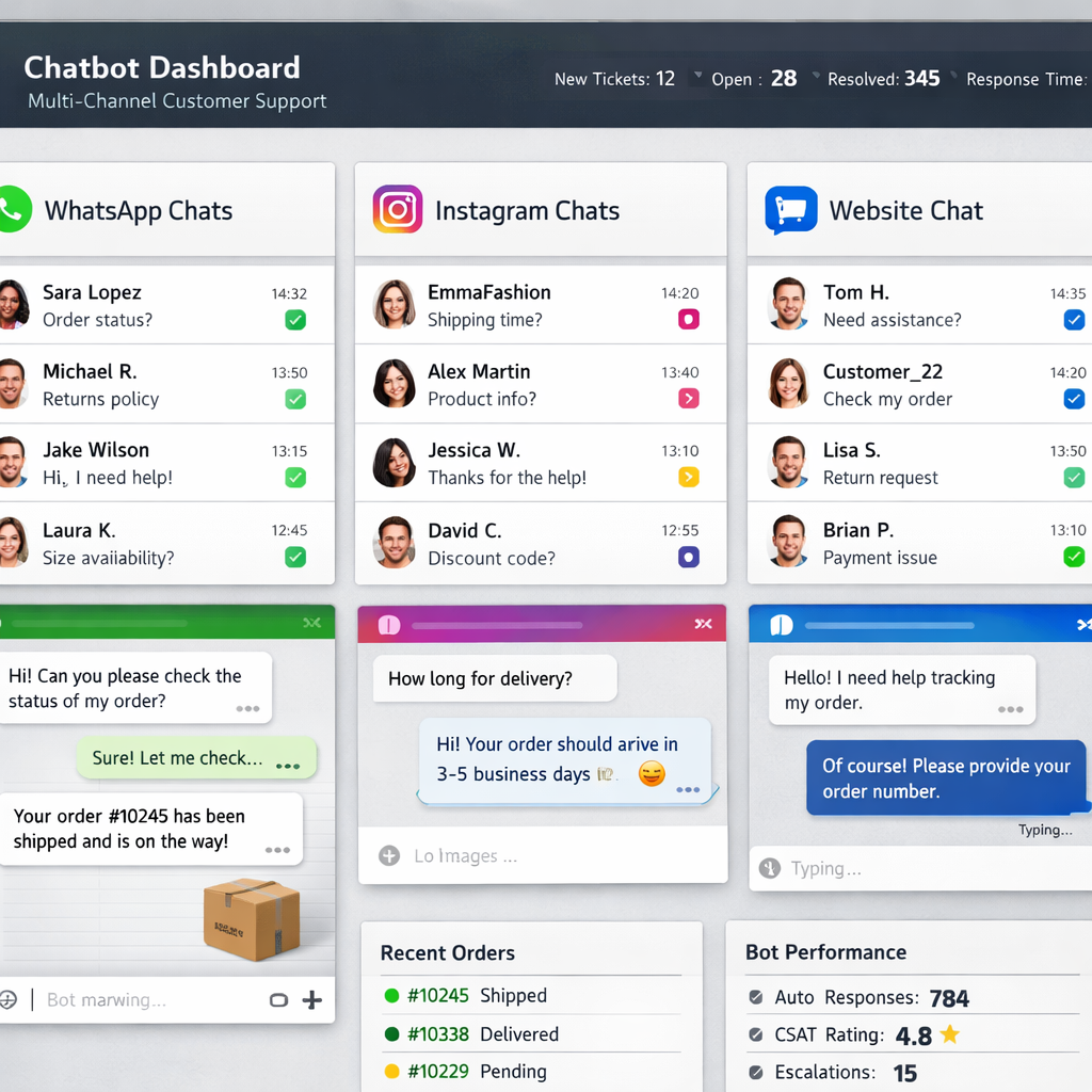 chatbot for ecommerce multi‑channel dashboard
