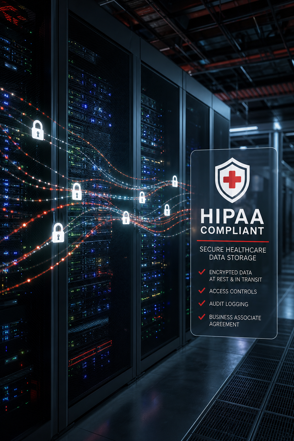 secure healthcare data storage compliance illustration