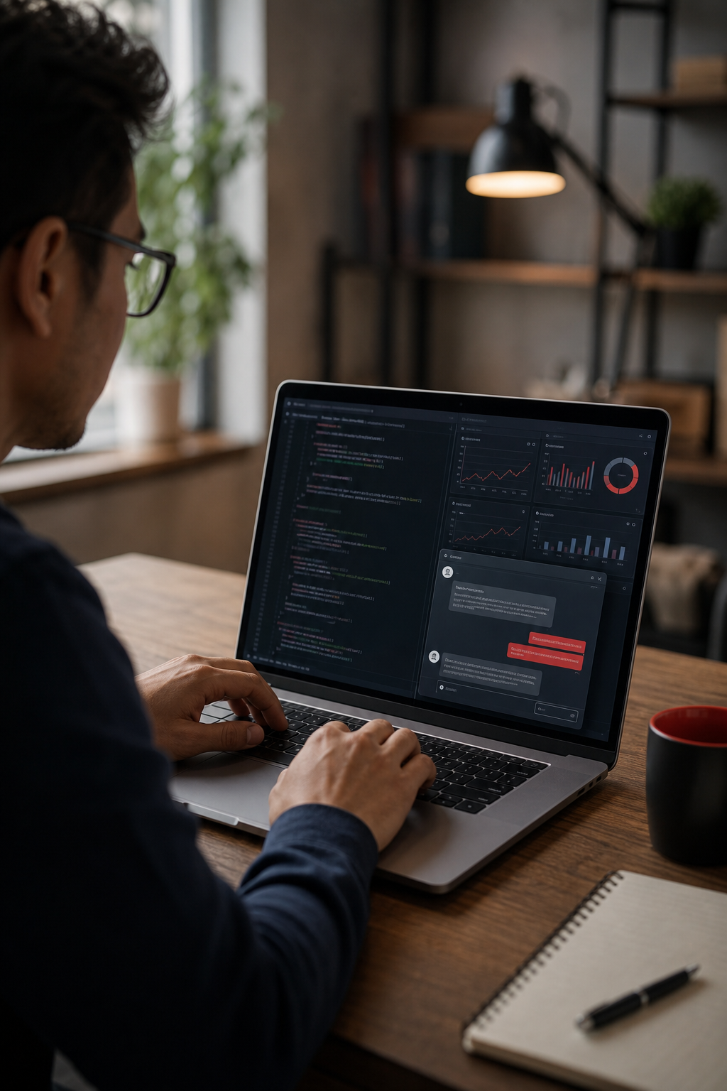 Developer integrating AI technologies for customer engagement.