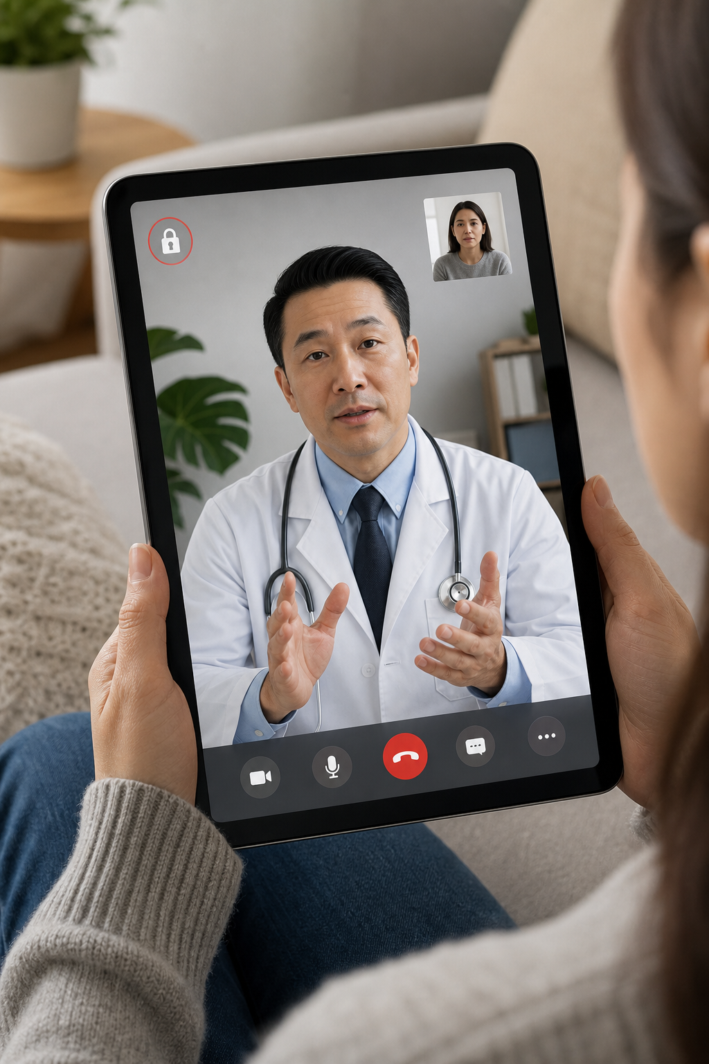 telemedicine app UI with HIPAA compliance
