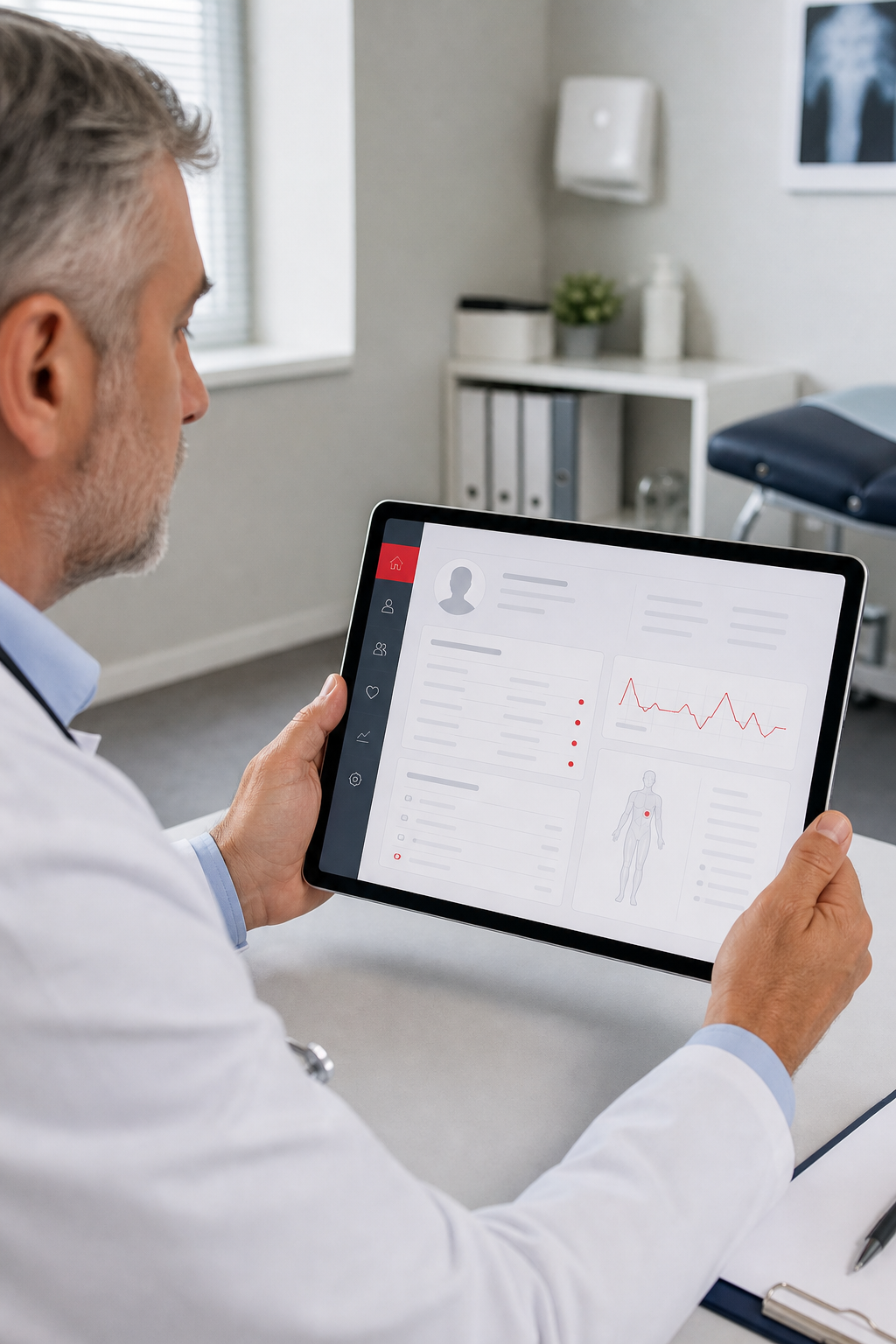 custom healthcare software interface in a clinic