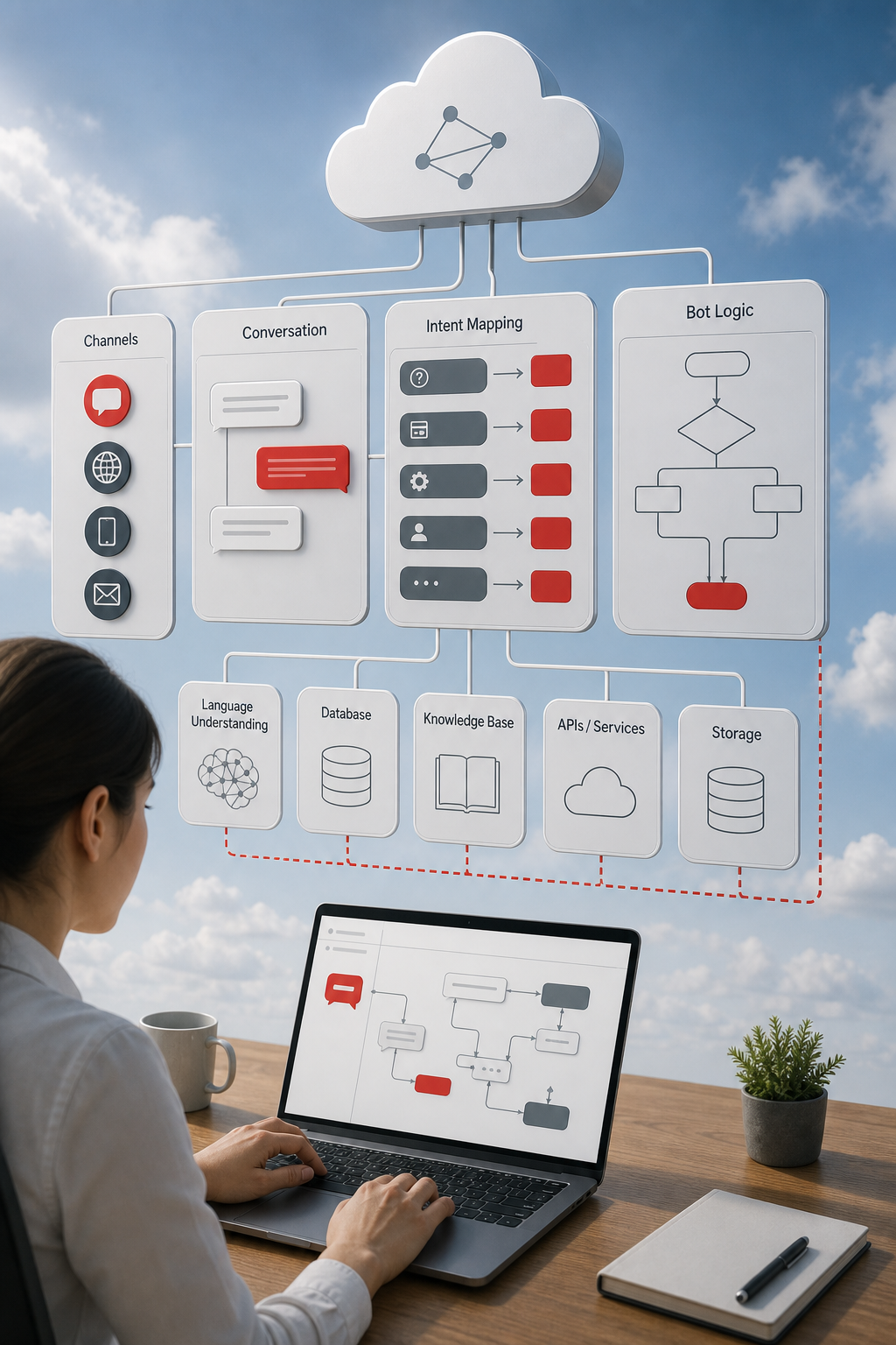 diagram of a scalable conversational AI architecture