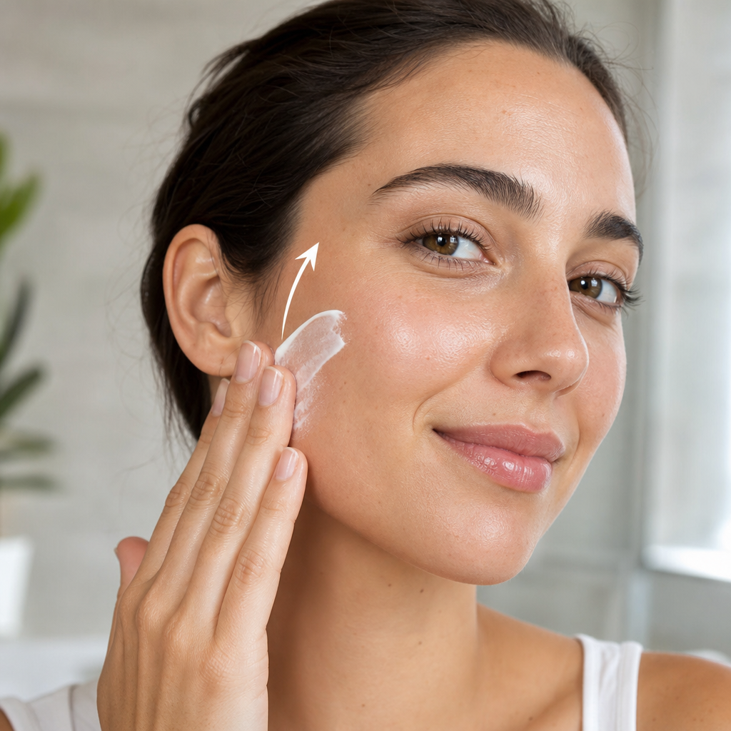 applying moisturizer with upward motion