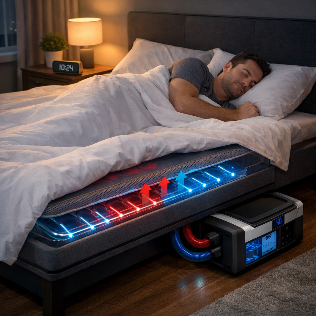 smart mattress cooling system illustration