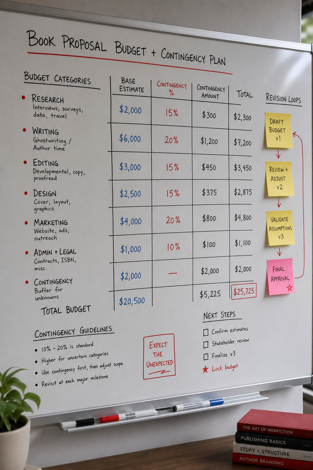 budgeting contingency for book proposal