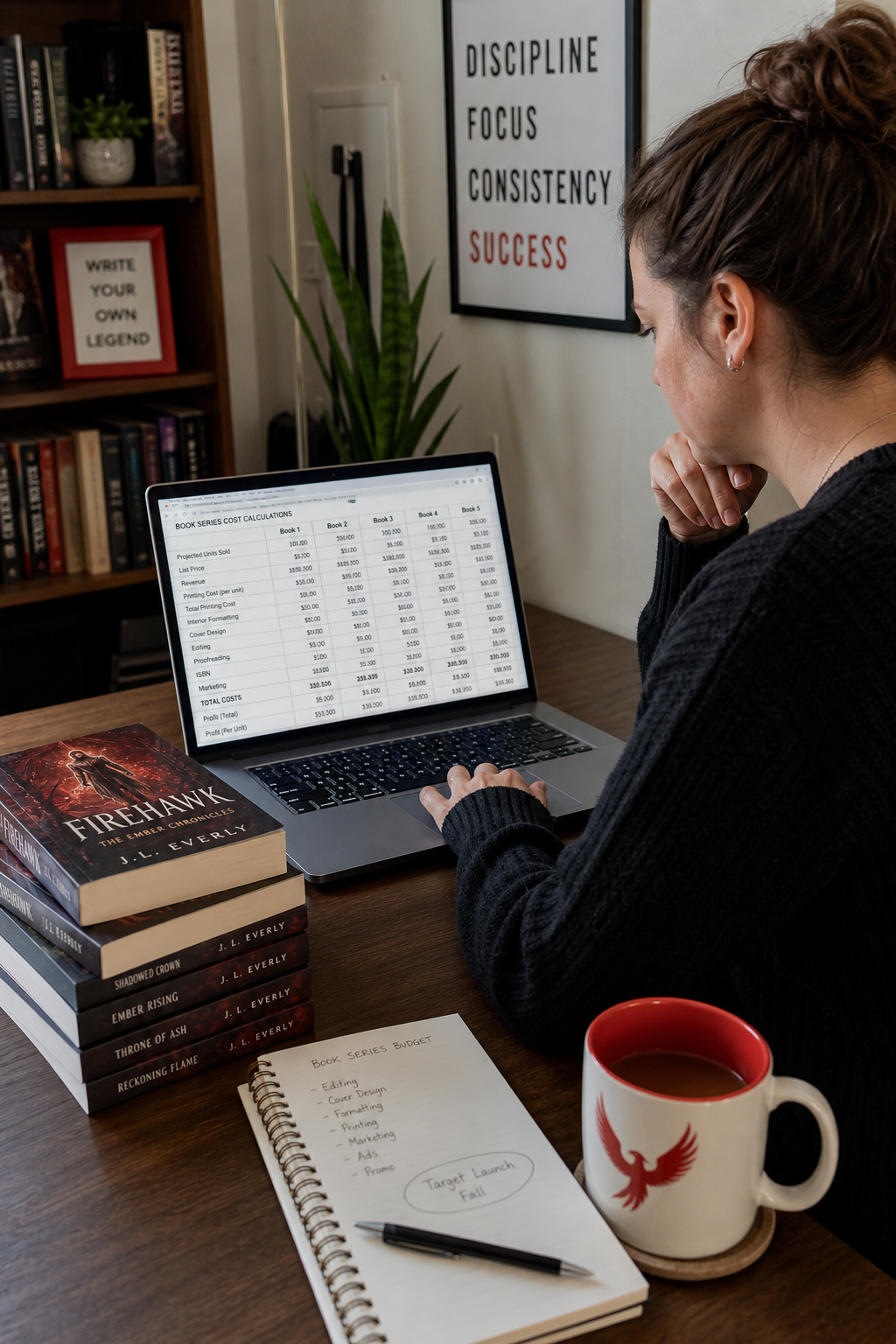 author series pricing spreadsheet and printed books