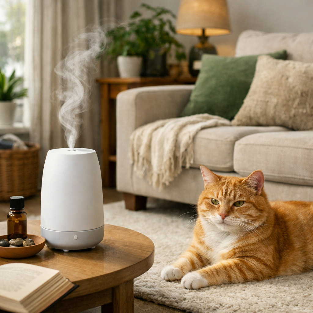 cat‑friendly home fragrance setting