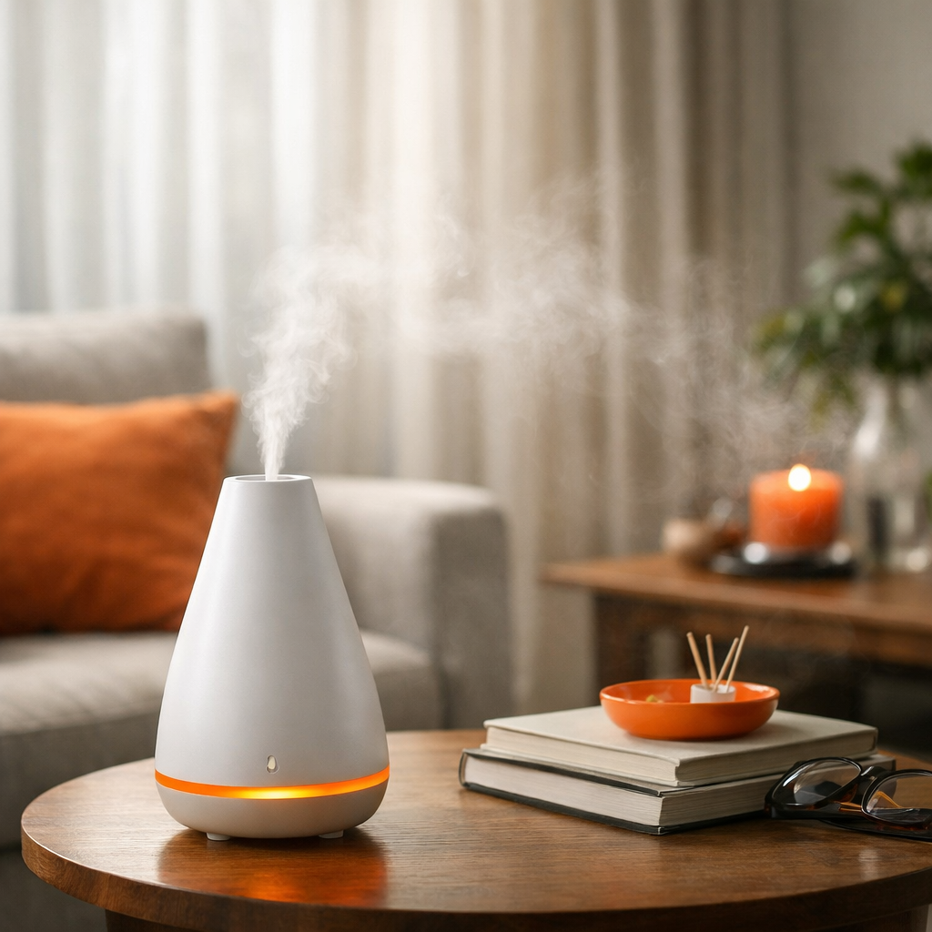 high‑quality home diffuser creating a subtle fragrance.