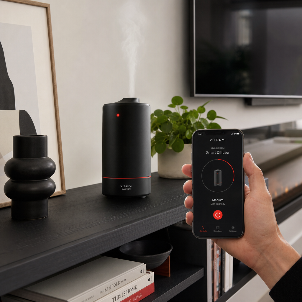 Bluetooth smart cold‑air diffuser in a living room