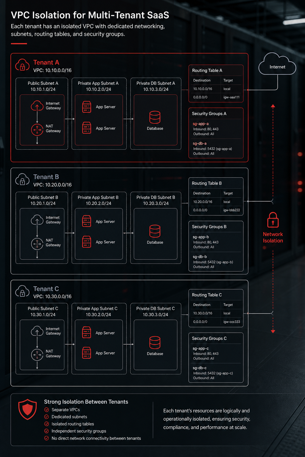 VPC isolation diagram for multi‑tenant SaaS