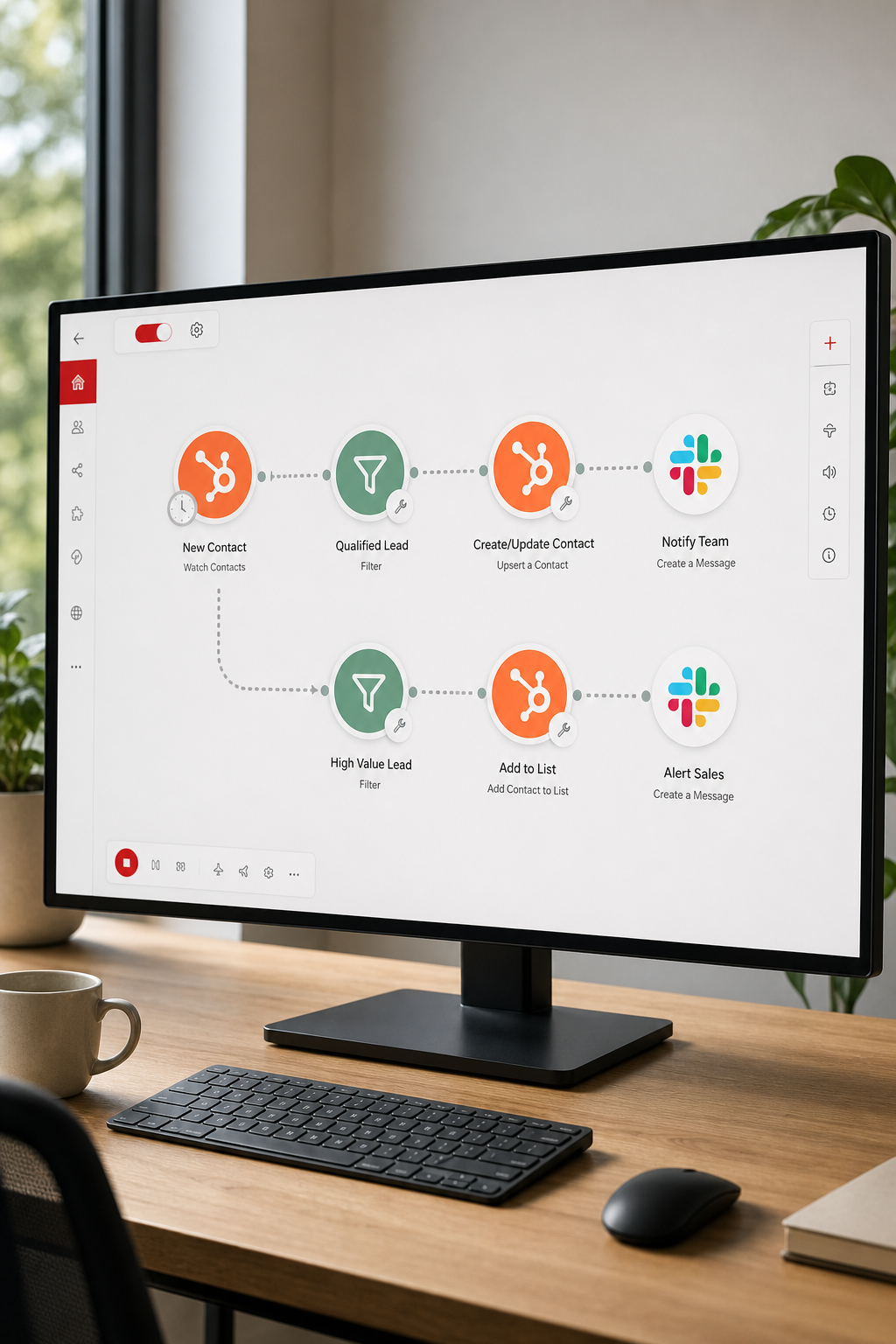 Make visual automation connecting HubSpot and Slack