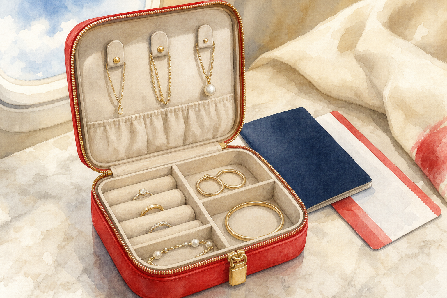 secure travel jewelry organizer with anti‑tarnish interior