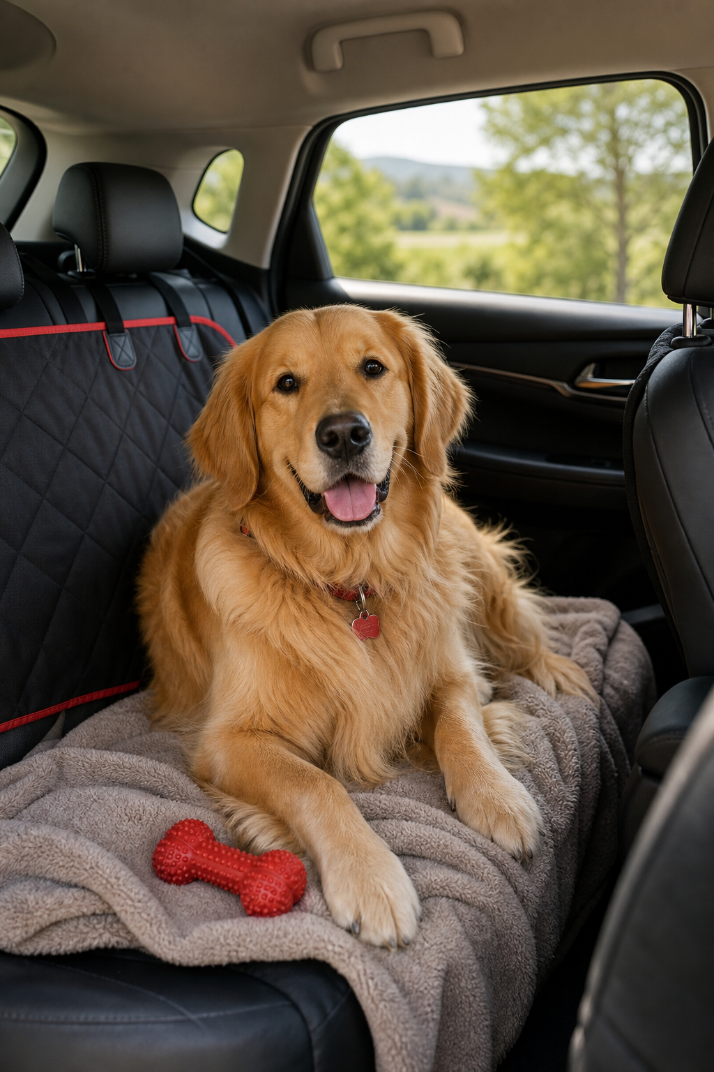 dog enjoying a safe car ride