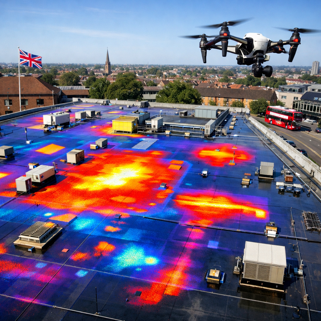 thermal imaging leak detection on commercial roof
