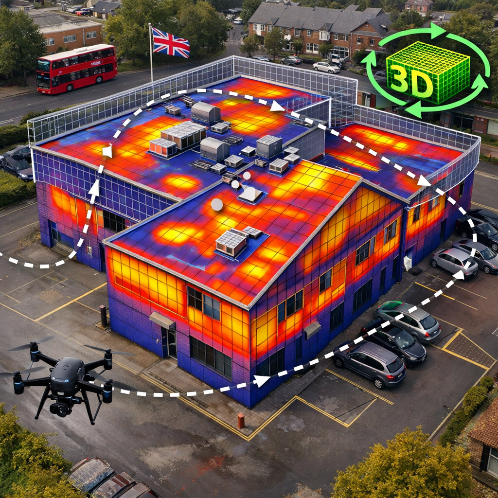drone thermal survey of commercial roof and walls
