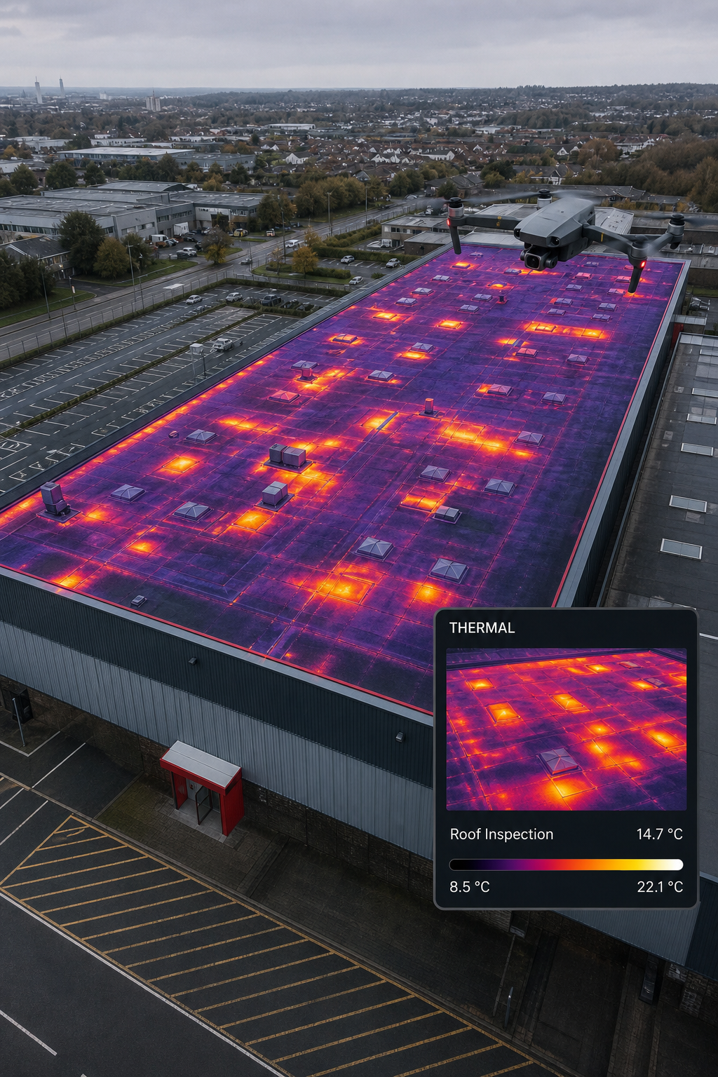 drone roof inspection thermal imaging for commercial building