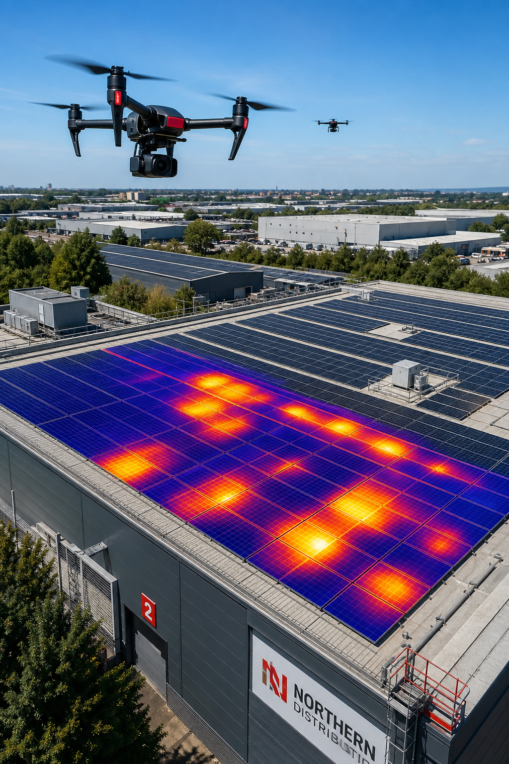 drone‑based solar PV inspection on a commercial roof