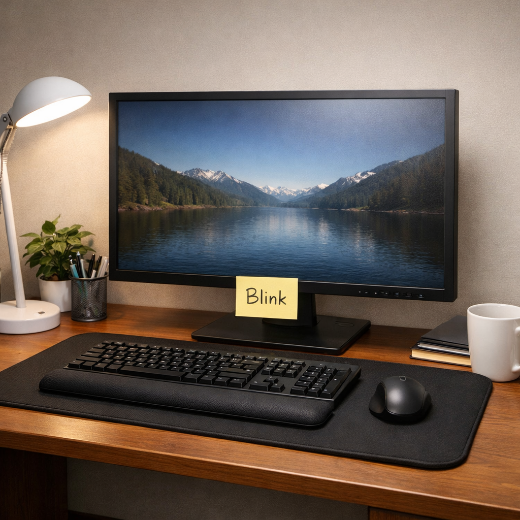 ergonomic workspace for eye comfort