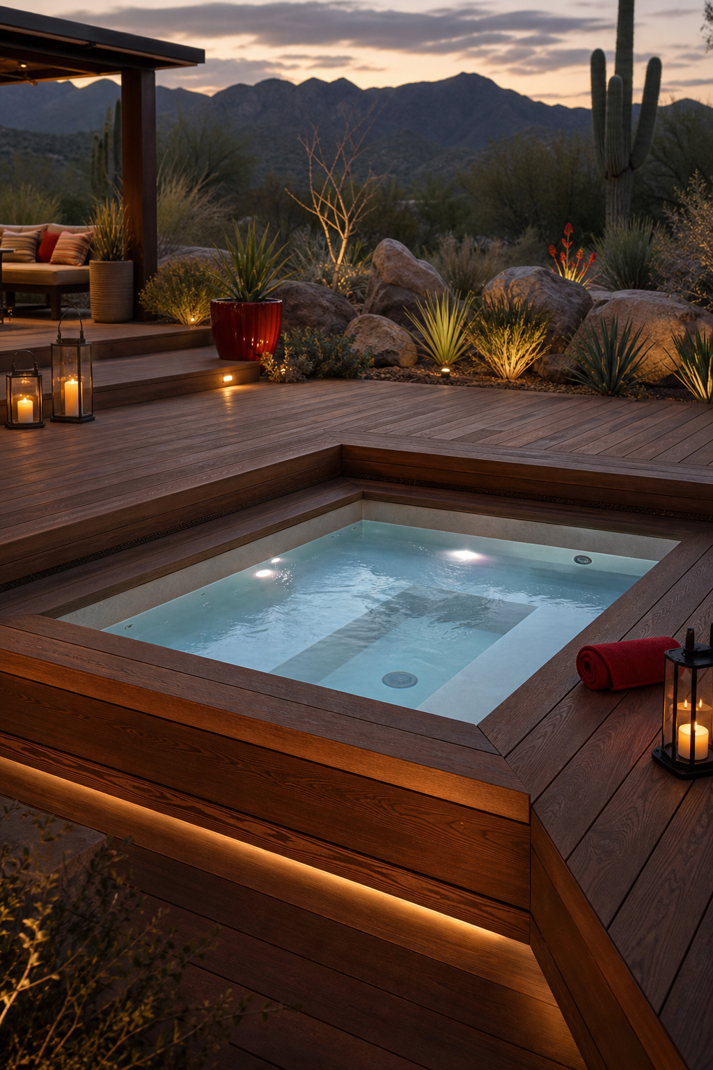 sunken hot tub deck design