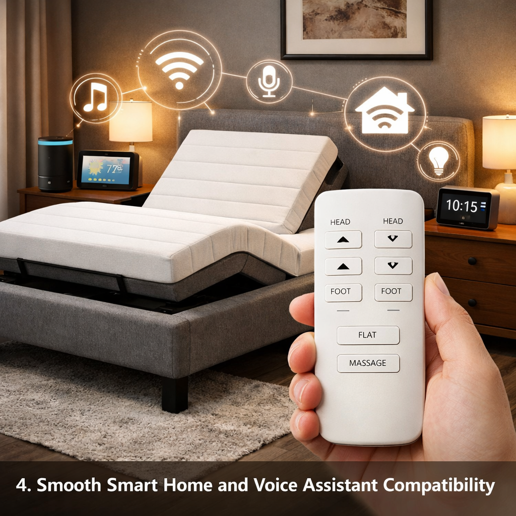 smart bed with simple remote control 4. smooth smart home and voice assistant compatibility