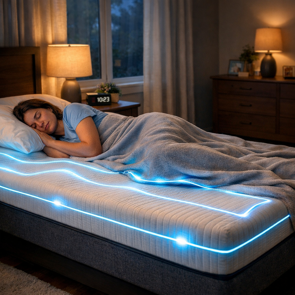 smart bed technology in a bedroom