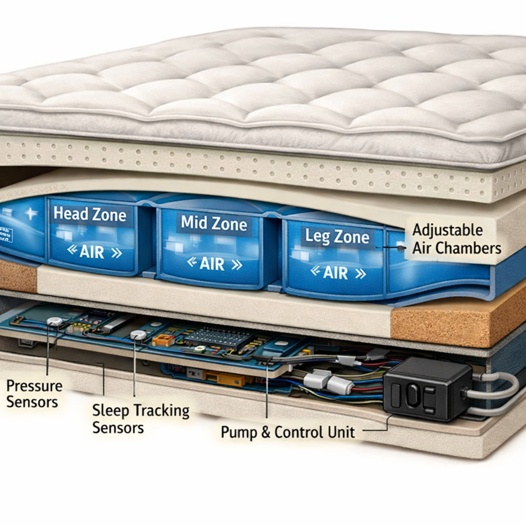 smart mattress adjustable firmness and sleep tracking layers