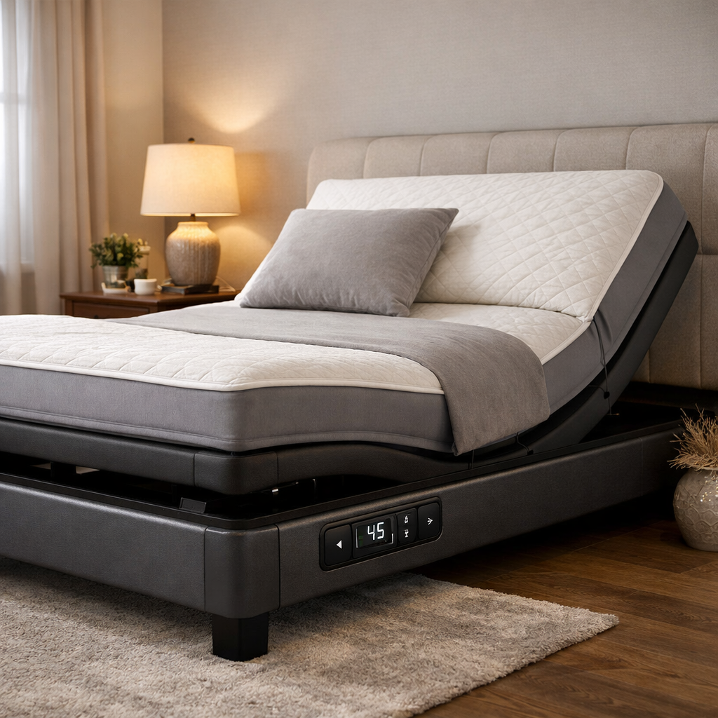 adjustable air smart bed in a calm bedroom.